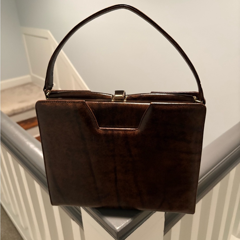 Vintage "by Caprio" Structured Mocha Color Shoulder Bag – 60s/70s Retro Classic - Picture 2 of 6
